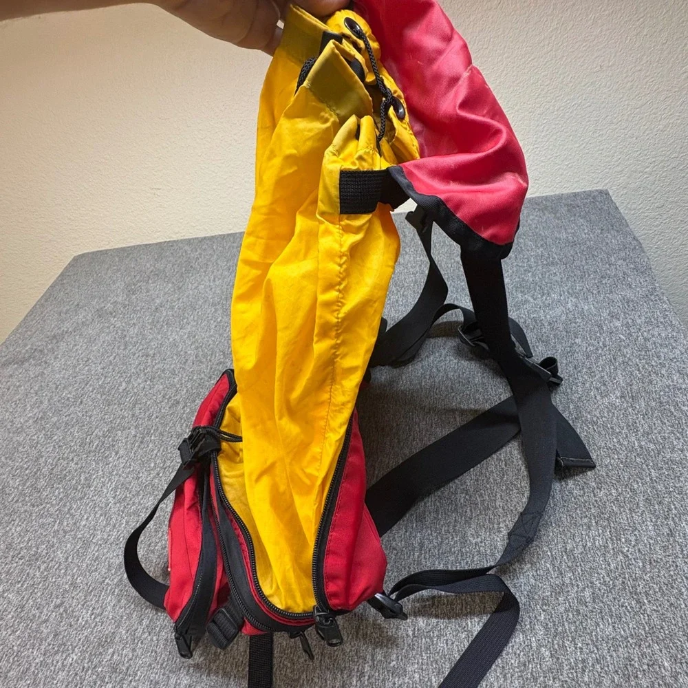 Vintage The North Face‎ Convertible Fanny Pack Backpack Red Yellow Nylon Korea